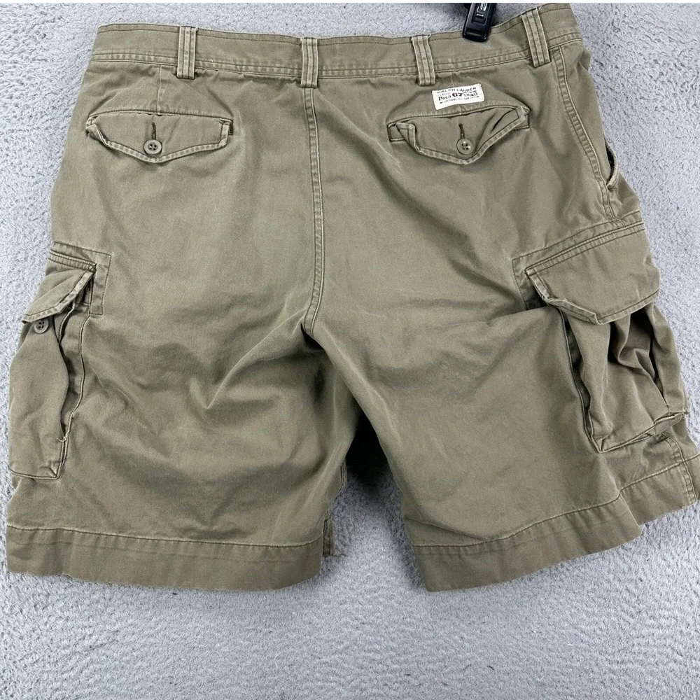 Polo Ralph Lauren Men Cargo Shorts 40 Olive Green Chino Flat Front Pocket Casual